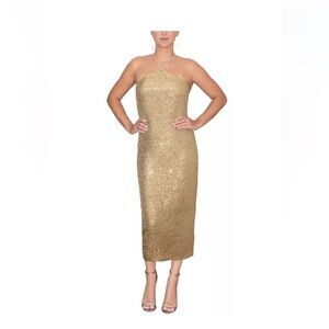 Gold Sequined Midi Dress NWT